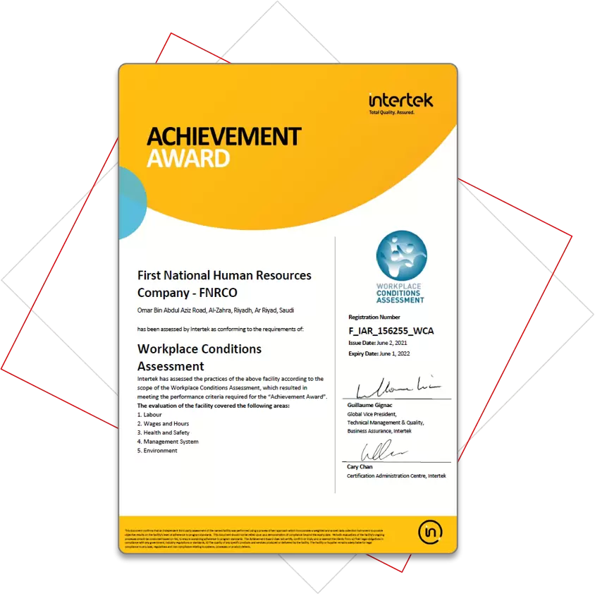 Workplace Condition Assessment Award